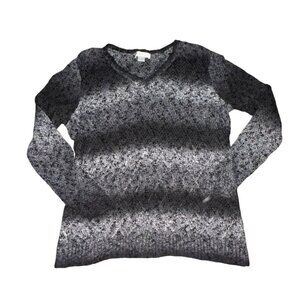 Christopher & Banks Light Weight, Diamond Knit Sweater-Black/Gray-Size L-GUC